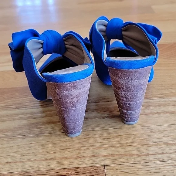 Ulla Johnson Royal Blue Heels with Bow Accent - Picture 4 of 16